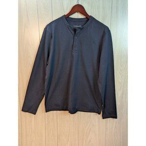 Everlane Shirt Mens Large Navy Blue Henley Long Sleeve Lightweight Tight Knit